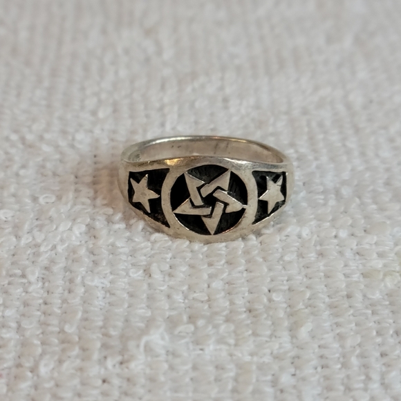 Vintage Pentacle Ring 925 Fashion Jewelry  size 7.5 - Picture 4 of 10